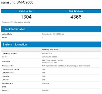 Новые сведения о Samsung Galaxy C9