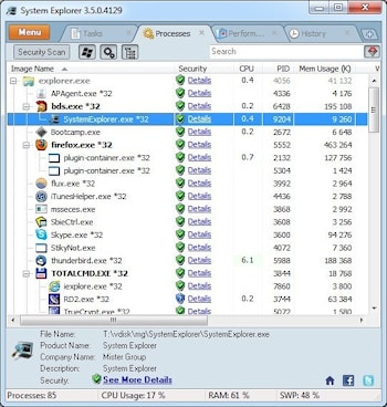 System Explorer Portable: альтернатива диспечара задач  